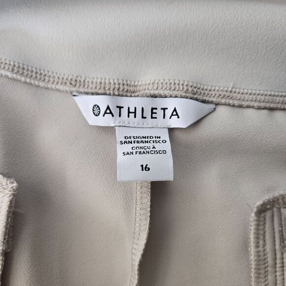 Athleta High Rise Pants Cream Pull On Athletic Workout Ankle Leg Plus Size 16 - Picture 8 of 12